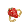 Wholesale Women's Fruit Shape Copper Ring With Dripping Oil Design And Sweet Style