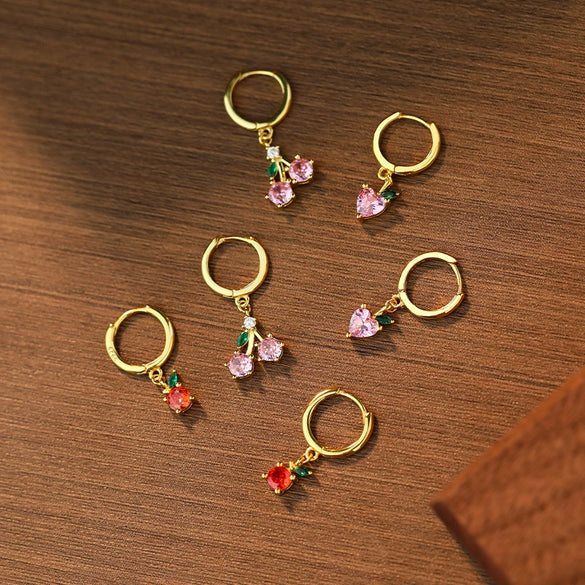 Wholesale Women's Fruit Shape S925 Sterling Silver Inlaid Zircon Earrings