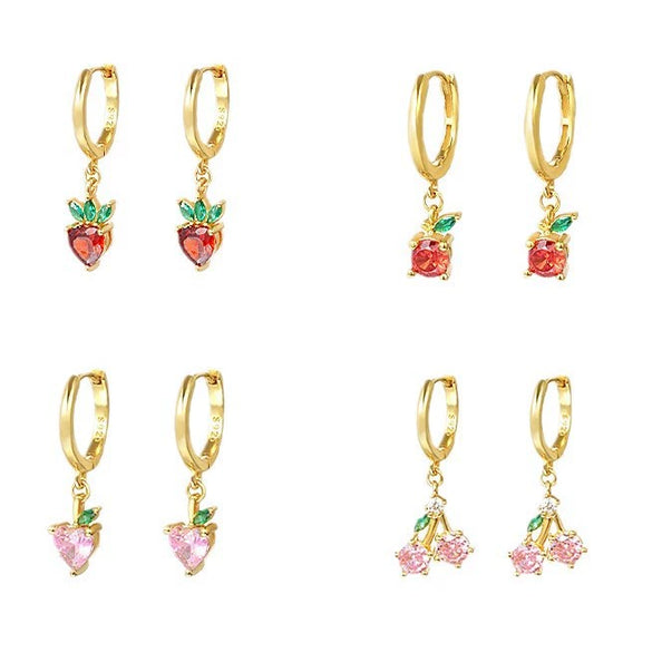 Wholesale Women's Fruit Shape S925 Sterling Silver Inlaid Zircon Earrings