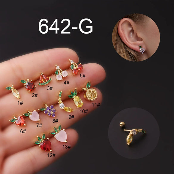 Wholesale Women's Fruit Shape Titanium Steel Stud Earrings Electroplated