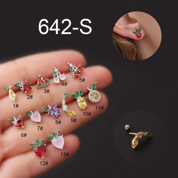 Wholesale Women's Fruit Shape Titanium Steel Stud Earrings Electroplated