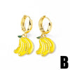 Wholesale Women's Fruit Shaped Copper Pendant Earrings With Fruit Dripping Oil Pattern And Electroplating