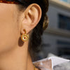 Wholesale Women's Fruit Shaped Stainless Steel Electroplated Red Rhinestone Cherry Earrings