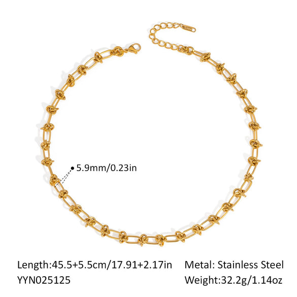 Wholesale Women's Future Style Geometric Heart Horseshoe 18K Real Gold Plated Handmade Chain Necklace Jewelry