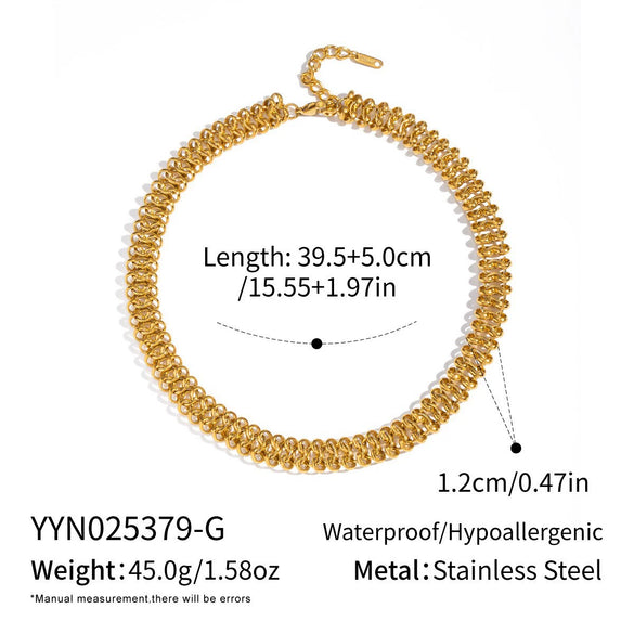 Wholesale Women's Future Style Geometric Heart Horseshoe 18K Real Gold Plated Handmade Chain Necklace Jewelry
