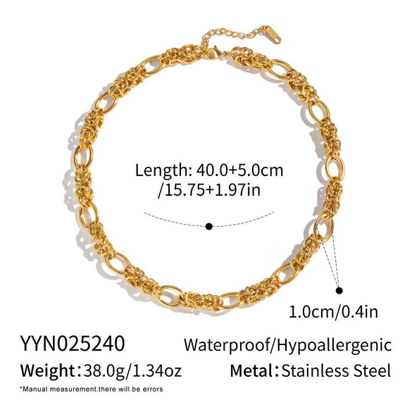 Wholesale Women's Future Style Geometric Heart Horseshoe 18K Real Gold Plated Handmade Chain Necklace Jewelry