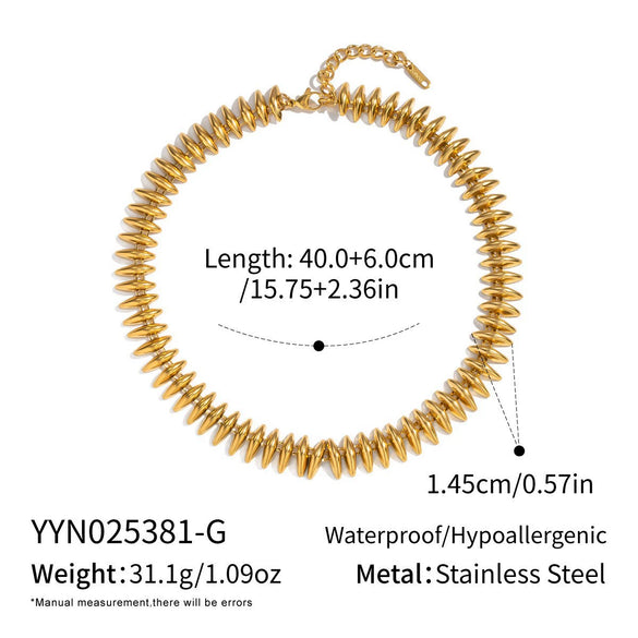 Wholesale Women's Future Style Geometric Heart Horseshoe 18K Real Gold Plated Handmade Chain Necklace Jewelry