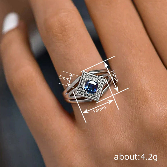 Wholesale Women's Futuristic Popular Copper Ring With Rhombus Geometric Microinlaid Zircon And Multilayer Design