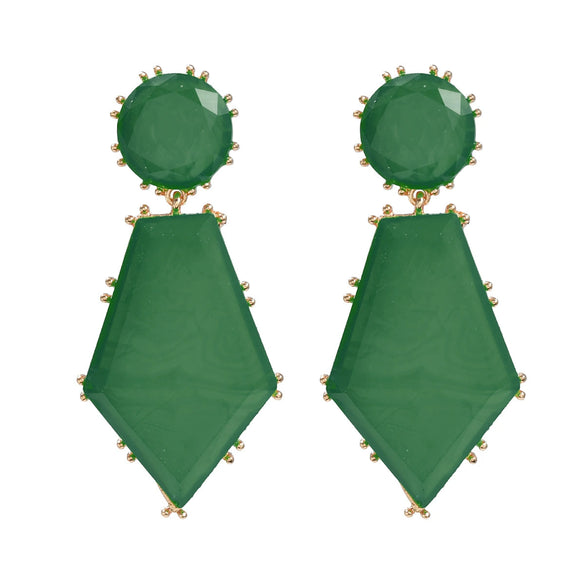 Wholesale Women's Geometric Acetate Plate Earrings With Electroplating Round Hexagonal Design