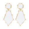 Wholesale Women's Geometric Acetate Plate Earrings With Electroplating Round Hexagonal Design