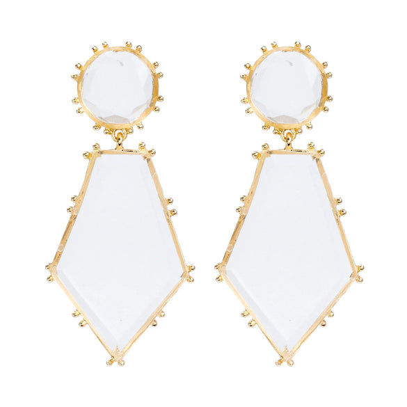 Wholesale Women's Geometric Acetate Plate Earrings With Electroplating Round Hexagonal Design