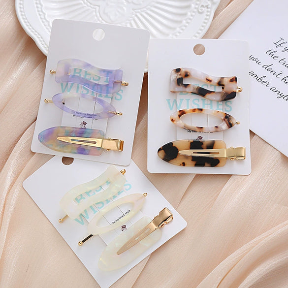 Wholesale Women's Geometric Acetic Acid Hair Clips Electroplated Hair Accessories