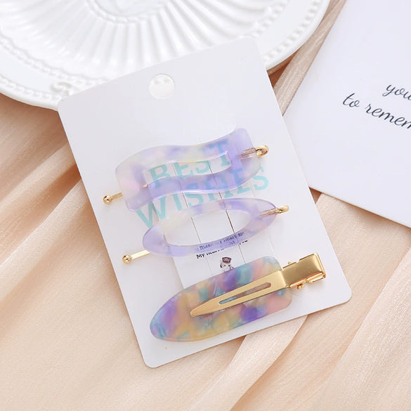 Wholesale Women's Geometric Acetic Acid Hair Clips Electroplated Hair Accessories