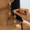 Wholesale Women's Geometric Acrylic And Resin Electroplated Earrings With Water Drop Tassel Design
