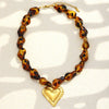 Wholesale Women's Geometric Acrylic And Stainless Steel Electroplated Heart Necklace