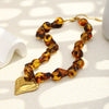 Wholesale Women's Geometric Acrylic And Stainless Steel Electroplated Heart Necklace