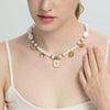 Wholesale Women's Geometric Acrylic Beaded Stainless Steel Electroplated Pendant Necklace