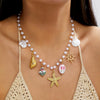 Wholesale Women's Geometric Alloy Conch Sun Pendant Necklace With Regular Chain Electroplated For Summer
