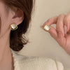 Wholesale Women's Geometric Alloy Earrings With 225 Silver Needles And Cat's Eye Stones Electroplated