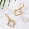 Wholesale Women's Geometric Alloy Electroplated Diamondencrusted Fourleaf Clover Fashion Earrings