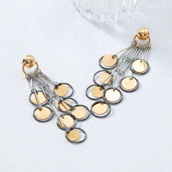 Wholesale Women's Geometric Alloy Electroplated Ear Tassel Earrings