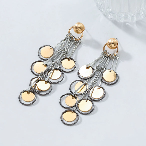 Wholesale Women's Geometric Alloy Electroplated Ear Tassel Earrings