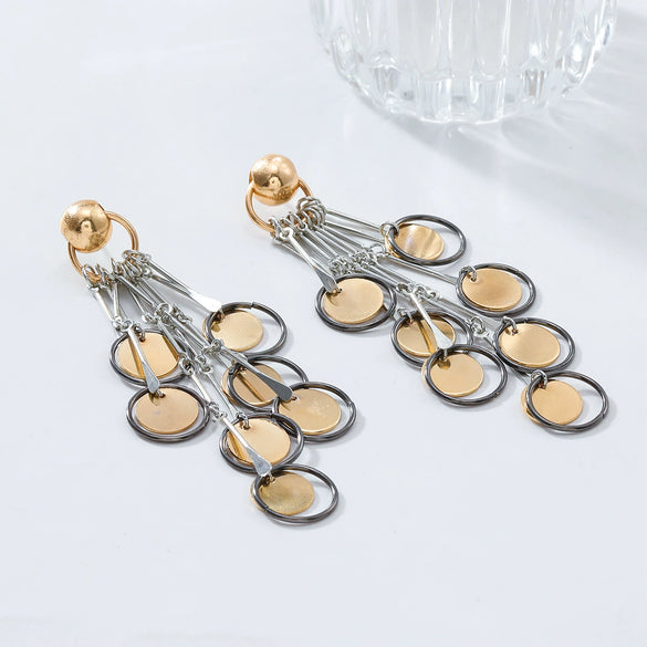 Wholesale Women's Geometric Alloy Electroplated Ear Tassel Earrings