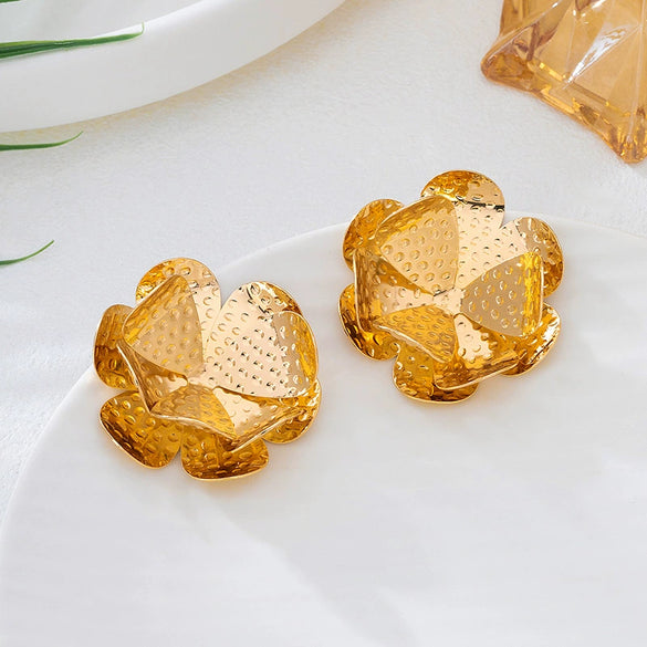 Wholesale Women's Geometric Alloy Electroplated Flower Earrings Accessories