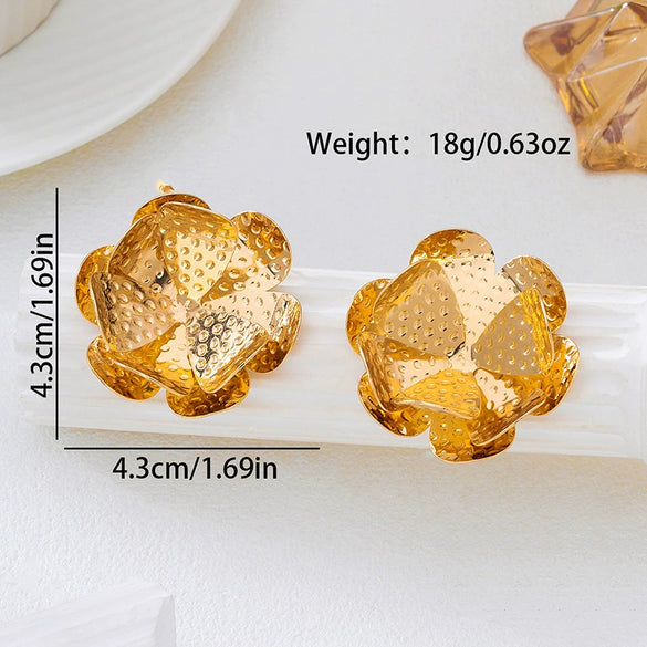 Wholesale Women's Geometric Alloy Electroplated Flower Earrings Accessories
