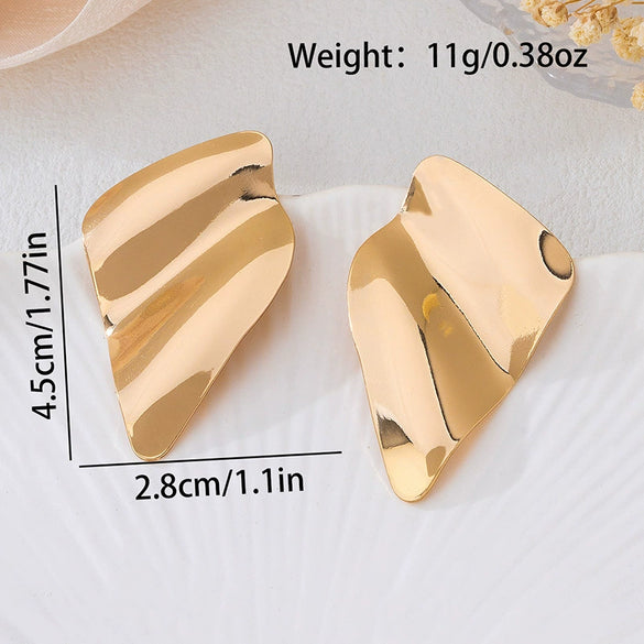 Wholesale Women's Geometric Alloy Electroplated Highgloss Irregular Earrings With Minimalist Design