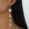 Wholesale Women's Geometric Alloy Electroplated Stainless Steel Midlength Star And Moon Earrings With Tassel Ear Threaders
