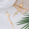 Wholesale Women's Geometric Alloy Electroplated Stainless Steel Midlength Star And Moon Earrings With Tassel Ear Threaders