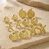 Wholesale Women's Geometric Alloy Electroplated Starfish Conch Pearl Earring Set