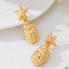 Wholesale Women's Geometric Alloy Electroplated Starfish Shell Earrings In Vintage Elegant Style