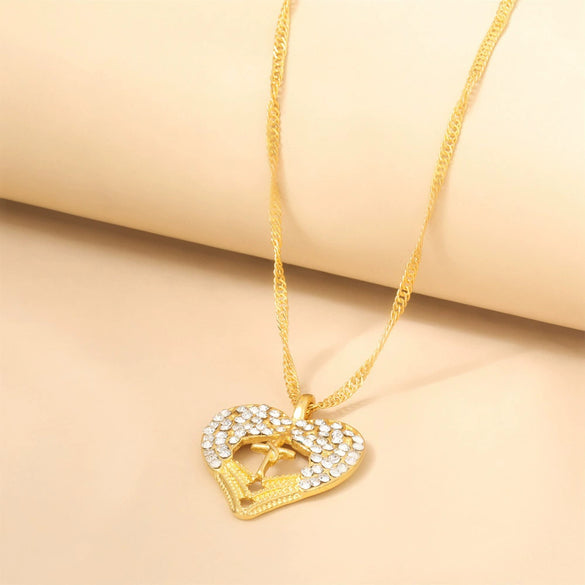 Wholesale Women's Geometric Alloy Gold Plated Copper Pendant Necklace With Electroplating