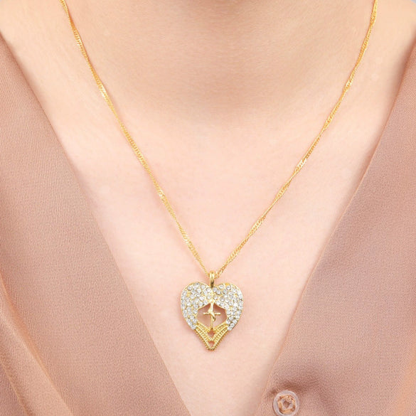 Wholesale Women's Geometric Alloy Gold Plated Copper Pendant Necklace With Electroplating