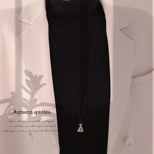 Wholesale Women's Geometric Alloy Money Bag Pendant Necklace Sweater Chain Accessories