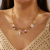 Wholesale Women's Geometric Alloy Starfish Conch Flower Pendant Necklace With Electroplating
