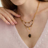 Wholesale Women's Geometric Ancient Style Tiger Eye Stone Stainless Steel Electroplated Necklace Jewelry
