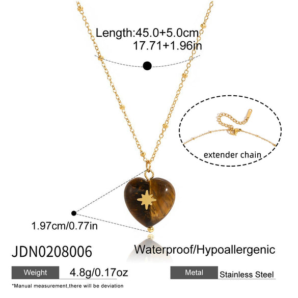 Wholesale Women's Geometric Ancient Style Tiger Eye Stone Stainless Steel Electroplated Necklace Jewelry