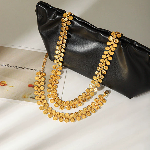 Wholesale Women's Geometric And Sunflower Pattern Gold Plated Stainless Steel Bracelet Jewelry