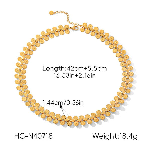 Wholesale Women's Geometric And Sunflower Pattern Gold Plated Stainless Steel Bracelet Jewelry