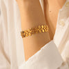 Wholesale Women's Geometric And Sunflower Pattern Gold Plated Stainless Steel Bracelet Jewelry