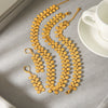 Wholesale Women's Geometric And Sunflower Pattern Gold Plated Stainless Steel Bracelet Jewelry