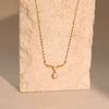 Wholesale Women's Geometric Angel Wings And Pearls Stainless Steel 18K Gold Electroplated Vintage Elegant Clavicle Necklace