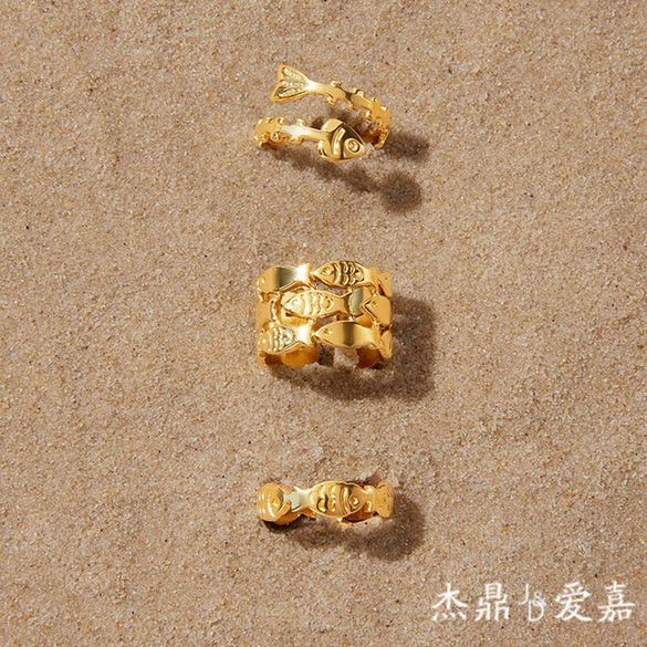 Wholesale Women's Geometric Animal Stainless Steel Rings With Vacuum Real Gold Plating In Pvd Furnace