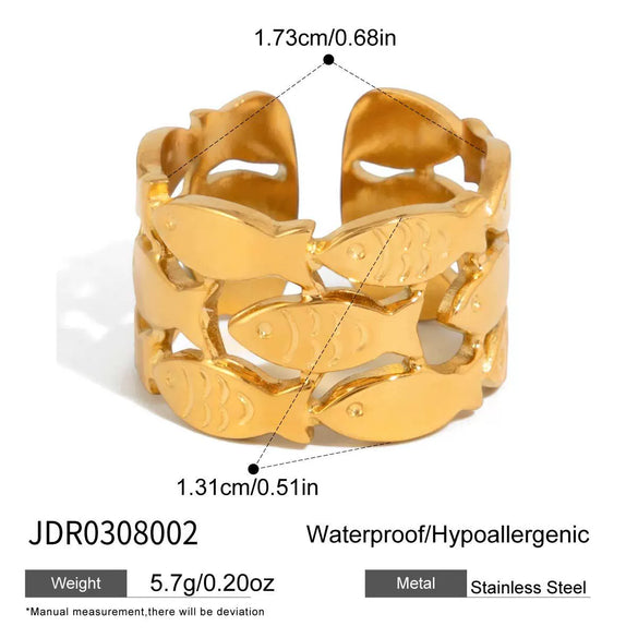 Wholesale Women's Geometric Animal Stainless Steel Rings With Vacuum Real Gold Plating In Pvd Furnace