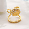 Wholesale Women's Geometric Animal Style Copper Zircon Electroplated Openstyle Nail Rings