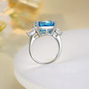 Wholesale Women's Geometric Aquamarine Ring In S925 Sterling Silver With Highcarbon Diamond Zircon