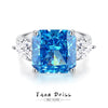 Wholesale Women's Geometric Aquamarine Ring In S925 Sterling Silver With Highcarbon Diamond Zircon